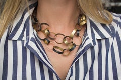 Collana con chiusura nascosta ad anelli in argento ossidato in oro giallo, Reiko Ishiyama