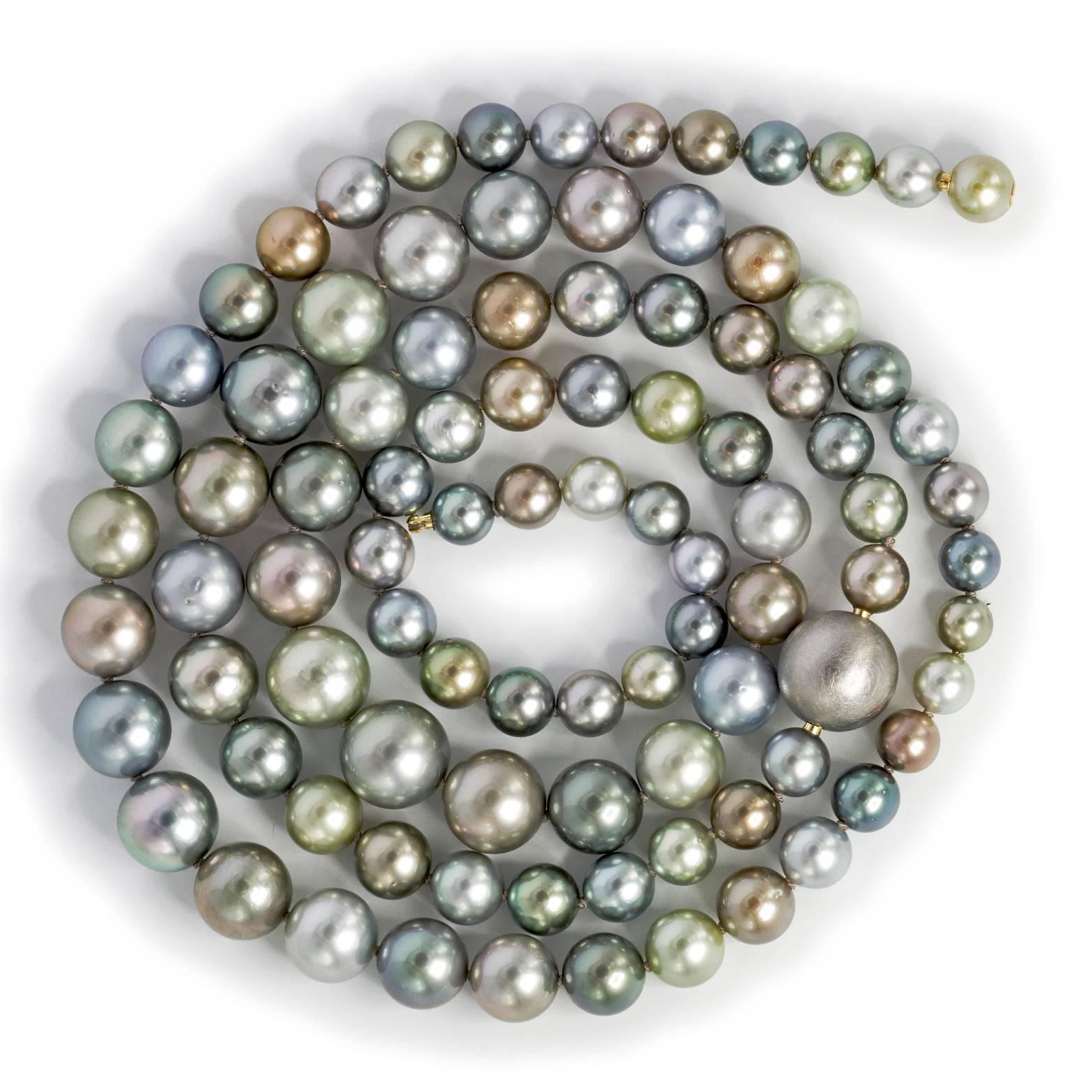 Artist Atelier Zobel Fine Multicolored Tahitian Pearl Multilength Hidden Clasp Necklace