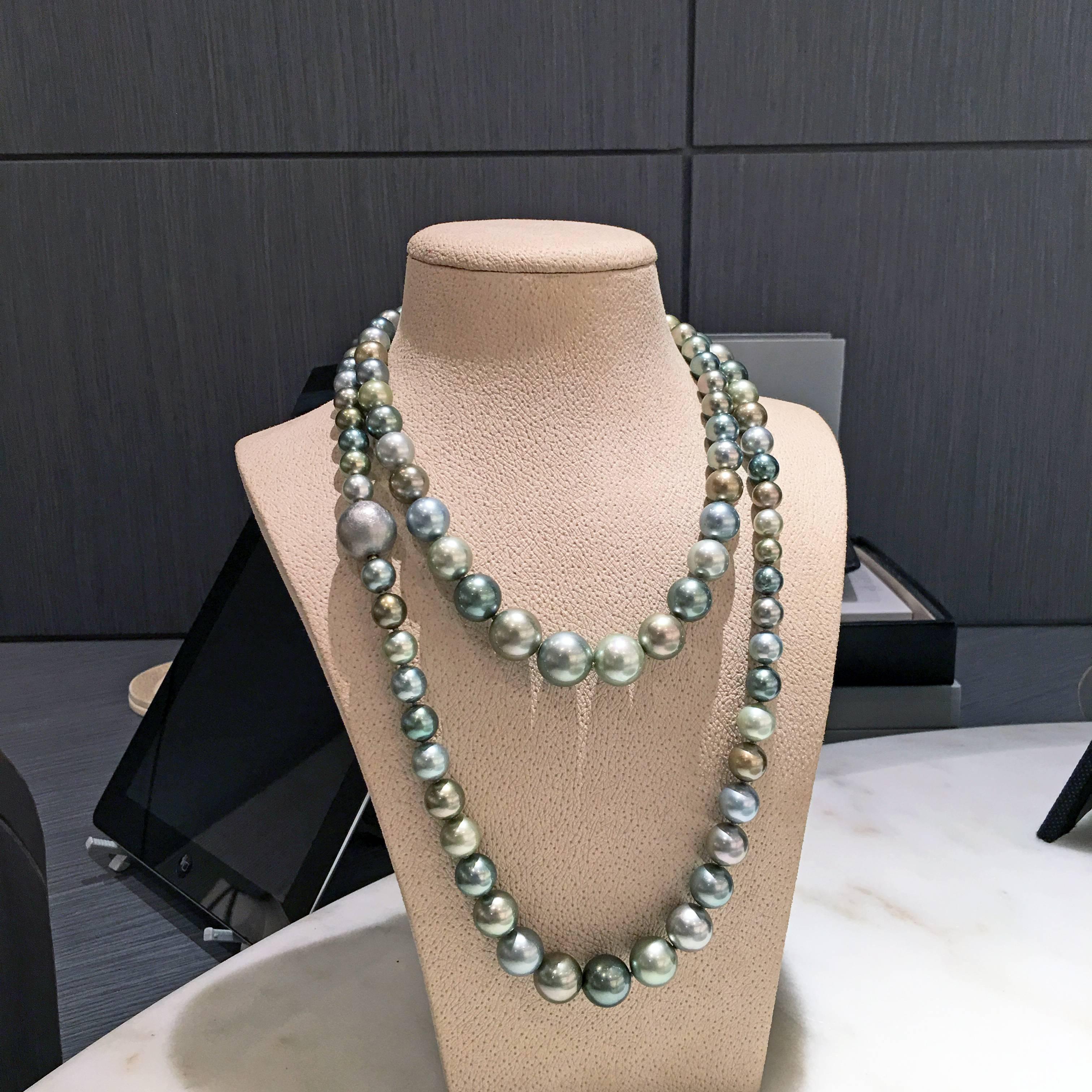 Atelier Zobel Fine Multicolored Tahitian Pearl Multilength Hidden Clasp Necklace In New Condition In Dallas, TX