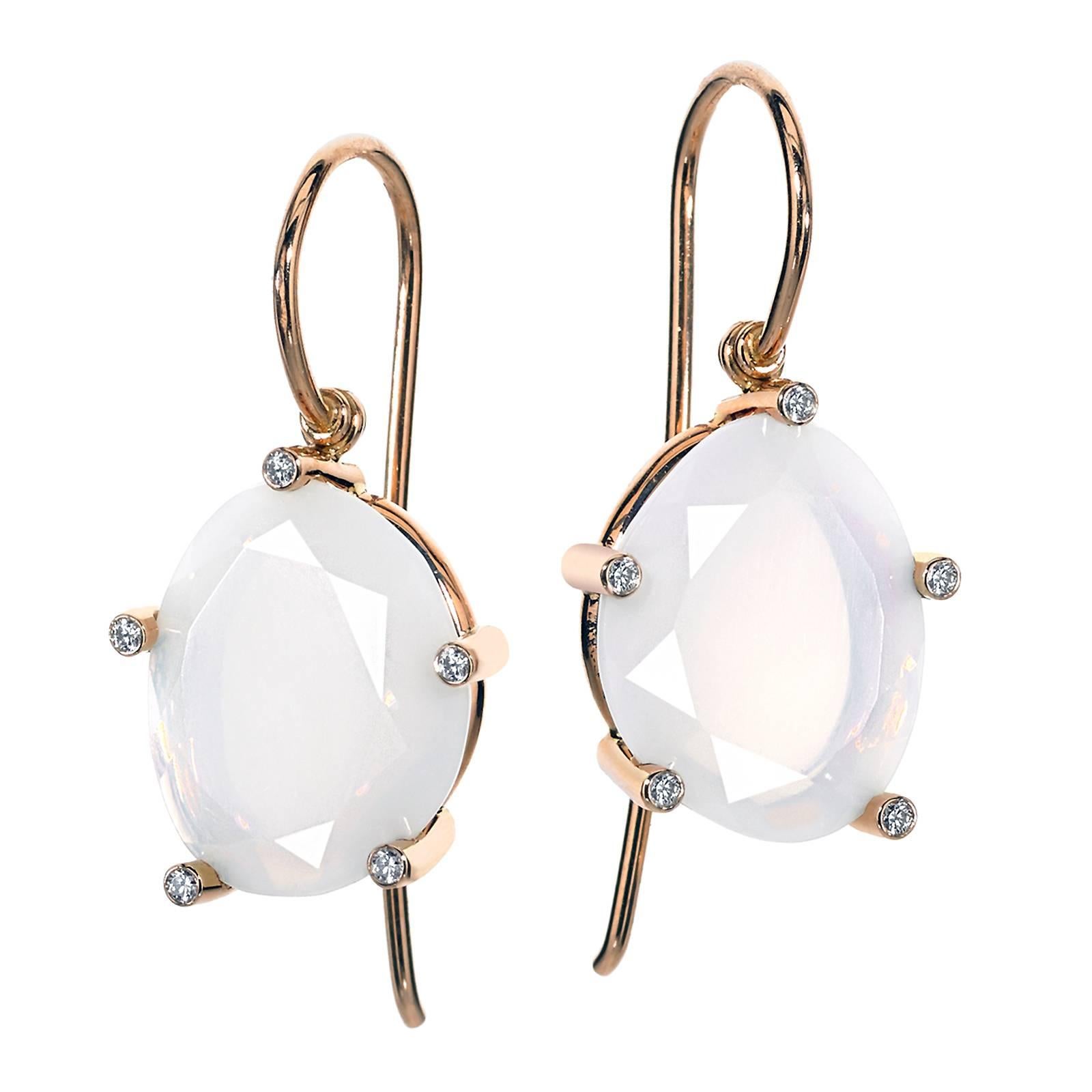 Erich Zimmermann Fire Opal Diamond Gold Snowflake Earrings