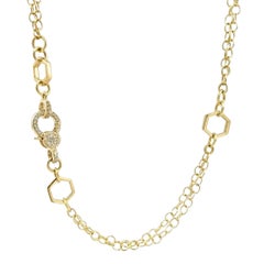 Diamond Clasp Hex Elements Multi-Functional Double Chain and Lariat Necklace