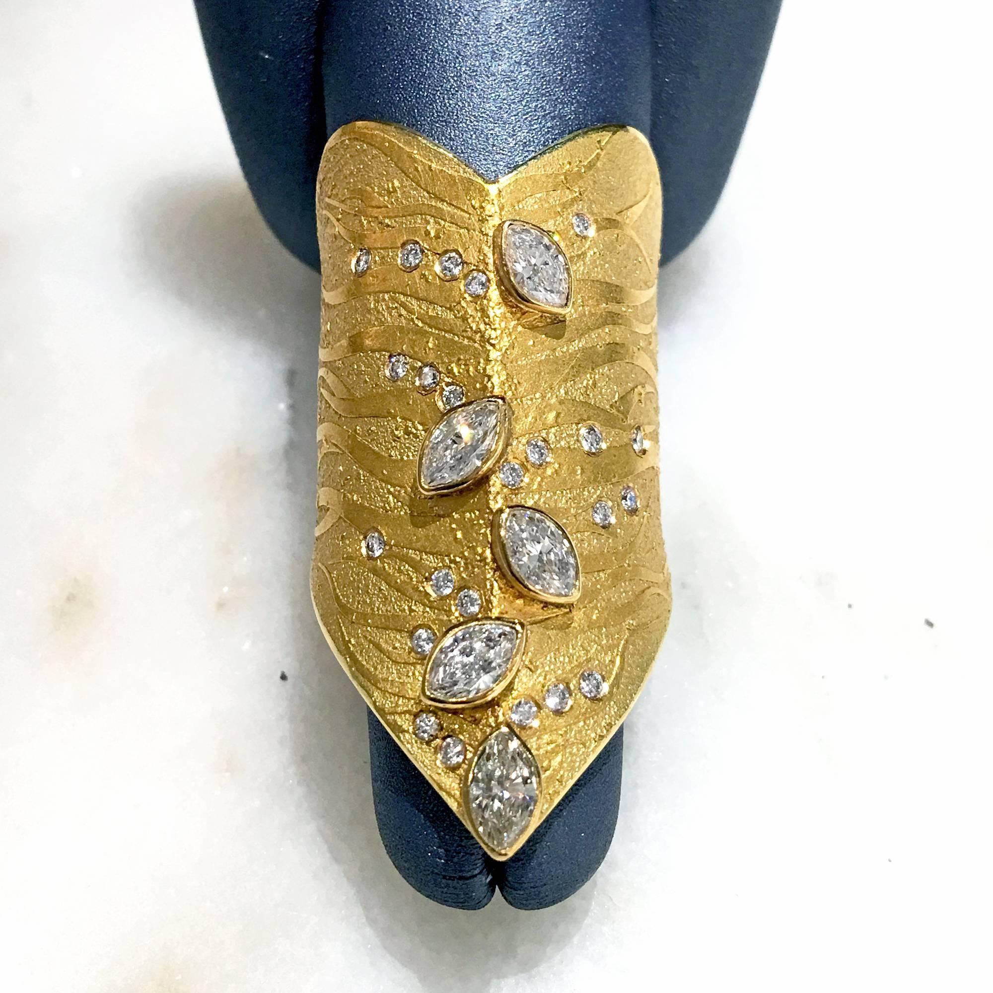 Atelier Zobel One of a Kind Marquise and Round Diamond Golden Sleeve Ring In New Condition In Dallas, TX