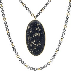 Kothari Diamond Embedded Alaskan Coral One of a Kind Black and Gold Necklace