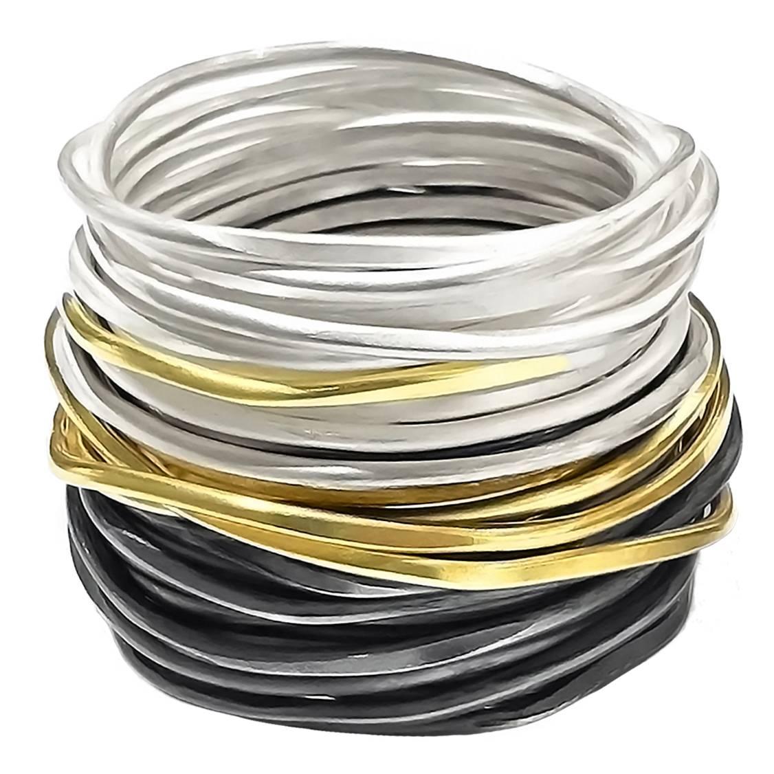 Disa Allsop Silver and Gold Spaghetti Grande Handmade Mixed Metal Wrap Ring