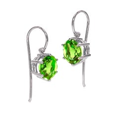 Shimmering Peridot White Gold Princess Earrings, Erich Zimmermann