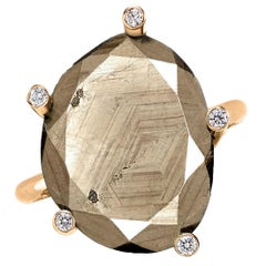 Erich Zimmermann Natural Reflective Brown Sapphire White Diamond Gold Ring