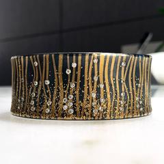 Atelier Zobel Diamond Oxidized Silver Gold Narrow Cuff Bracelet
