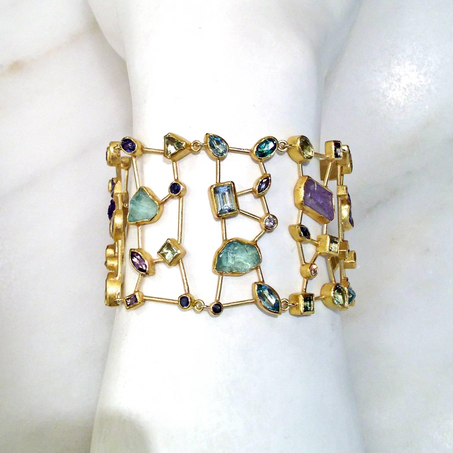 Women's Petra Class Diamond Sapphire Tanzanite Aqua Garnet Amethyst Masterpiece Bracelet