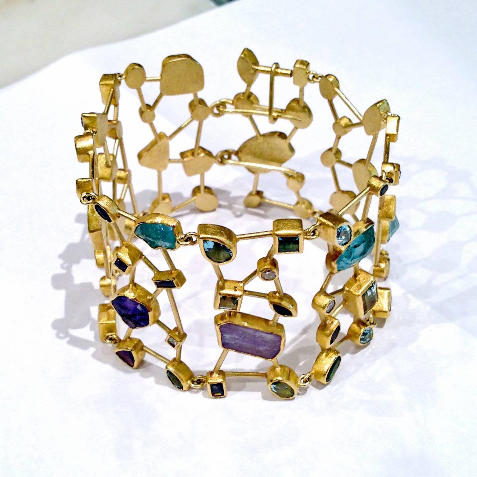 Petra Class Diamond Sapphire Tanzanite Aqua Garnet Amethyst Masterpiece Bracelet 1
