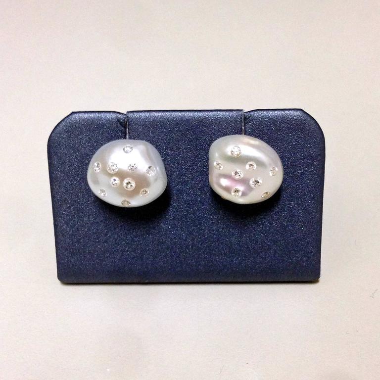 Russell Trusso White Diamond Embedded White Baroque Keshi Pearl