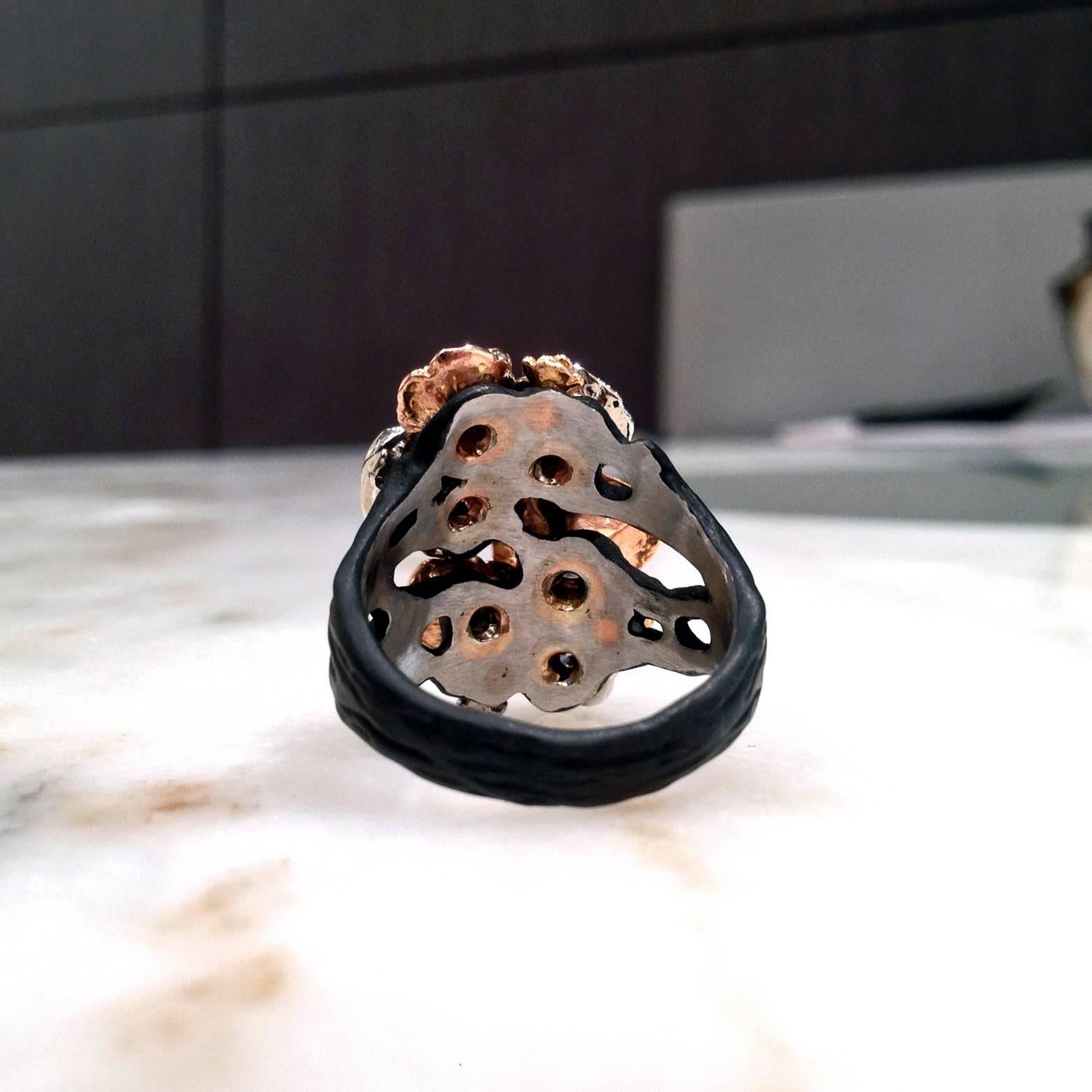 Women's Sarah Graham Diamond Steel Gold Bee Cluster Ring