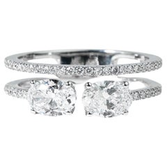 GIA Certified 1.4ct Oval-Cut Diamond Toi et Moi Engagement Ring in 18K WhiteGold