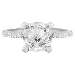 GIA-Bericht zertifizierter 2,5 Karat F VS Verlobungsring mit Diamant im Kissenschliff 18k