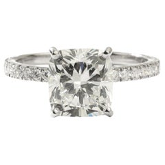 Anillo de compromiso solitario con diamante talla cojín de 3 ct certificado por el GIA en oro blanco de 18 quilates