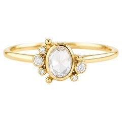 Bague de fiançailles avec diamant ovale, bague à diamants en grappe, bague d'anniversaire de mariage