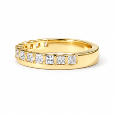 IGI Certified Princess Half Eternity Wedding Band, Prong Set Stackable Ring