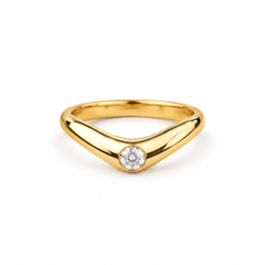 0.16 CT Curved Wedding Band, Bezel Set Stackable Ring in 18 solid gold