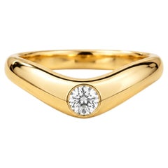 0.16 CT Curved Wedding Band, Bezel Set Stackable Ring in 18 solid gold