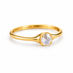 0.20 CT Round Rose Cut Diamond Women's Signet Ring in 18K Yellow Gold