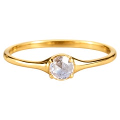 0.20 CT Round Rose Cut Diamond Women's Signet Ring in 18K Yellow Gold