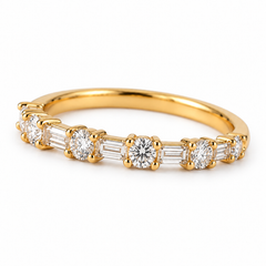 0,28 Karat Diamant-Ehering mit Rundschliff aus 18 Karat Gelbgold – Minimalismus für den Alltag