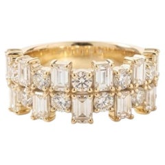 IGI-zertifizierter Baguette-Halb-Eternity-Ehering, mit Krappenfassung, stapelbarer Ring