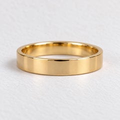 Fede nuziale piatta in oro giallo 18 carati da 3 mm, lucida e personalizzabile con incisione