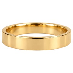 Fede nuziale piatta in oro giallo 18 carati da 3 mm, lucida e personalizzabile con incisione