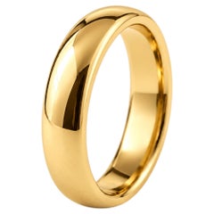 Fede nuziale classica a cupola in oro giallo 18 carati, 4 mm, con design Comfort-Fit