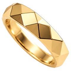 Fede nuziale geometrica sfaccettata in oro giallo 18 carati, 3,8 mm