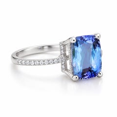 5 Carat Tanzanite and Diamond Ring in 18K White Gold
