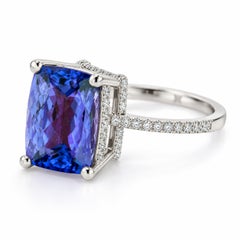5 Carat Tanzanite and Diamond Ring in 18K White Gold