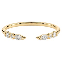 Bague à jonc ouverte en or jaune 18 carats sertie d'un diamant naturel de 0,19 ct, certifiée IGI