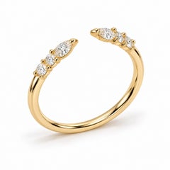 Bague à jonc ouverte en or jaune 18 carats sertie d'un diamant naturel de 0,19 ct, certifiée IGI