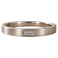 0.08ct Baguette Natural Diamond Flush-Set Band Ring in Matte 18K White Gold