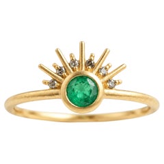 Anillo de diamantes «Emerald Sunburst Gray» en oro amarillo de 18 quilates