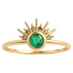 Anillo de diamantes «Emerald Sunburst Gray» en oro amarillo de 18 quilates