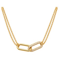 IGI Certified Diamond E VS Paperclip Double-Chain Necklace in 18K Yellow Gold