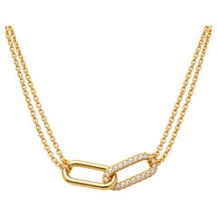 IGI Certified Diamond E VS Paperclip Double-Chain Necklace in 18K Yellow Gold