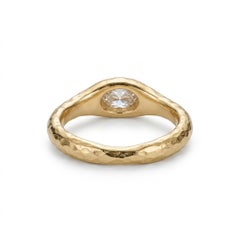 IGI Certified 0.50ct 0val-Cut Diamond Hammered Wedding Band in 18K Yellow Gold
