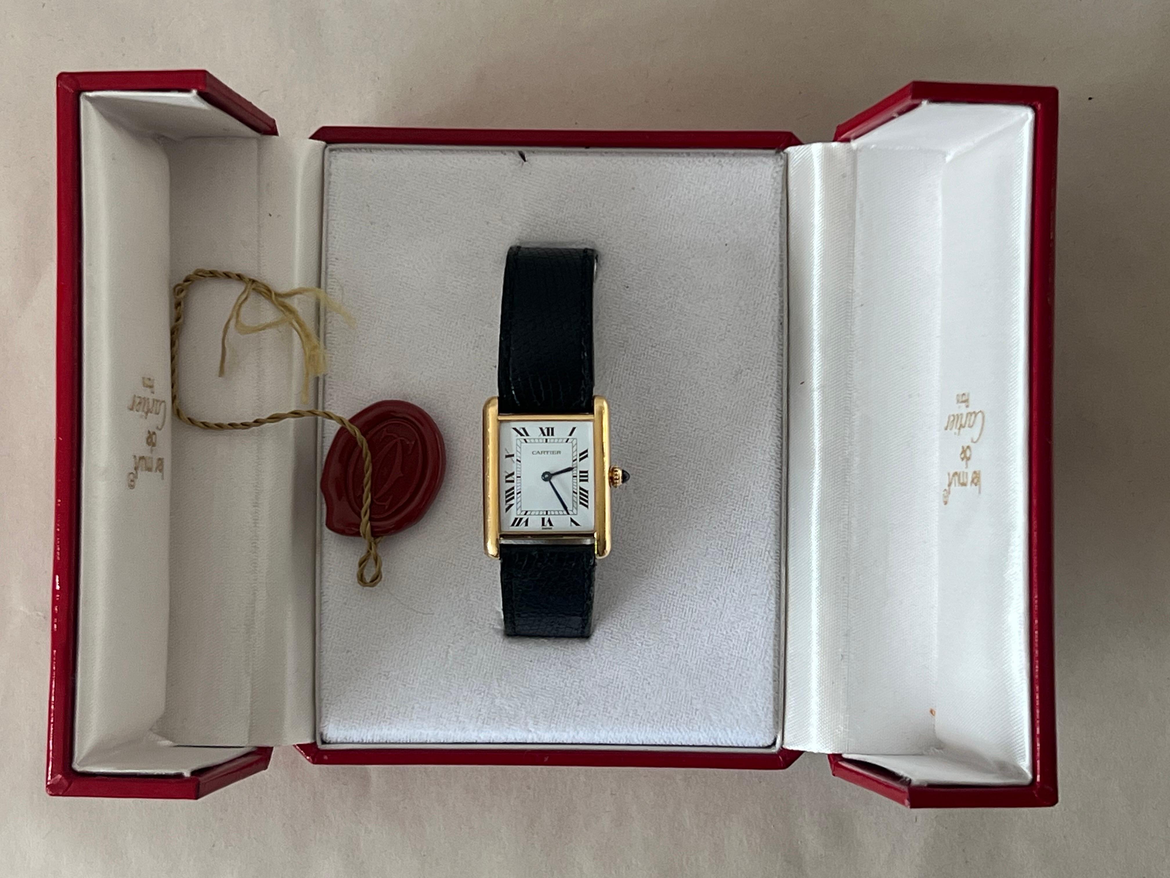 ¡Cartier Tank Louis 18k Modelo 78086 Manual Winding Ca' 1980's Classic! en venta 11