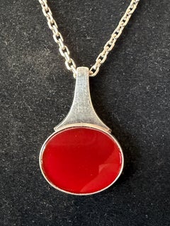 Niels Erik From Modernist Sterling Pendant Carnelian Stone Denmark 70's