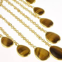 Pippa Small Qatra Tiger's Eye Gold Plate Artisan Drop Necklace