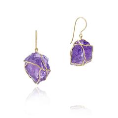 Amethyst Gold Spider Web Earrings