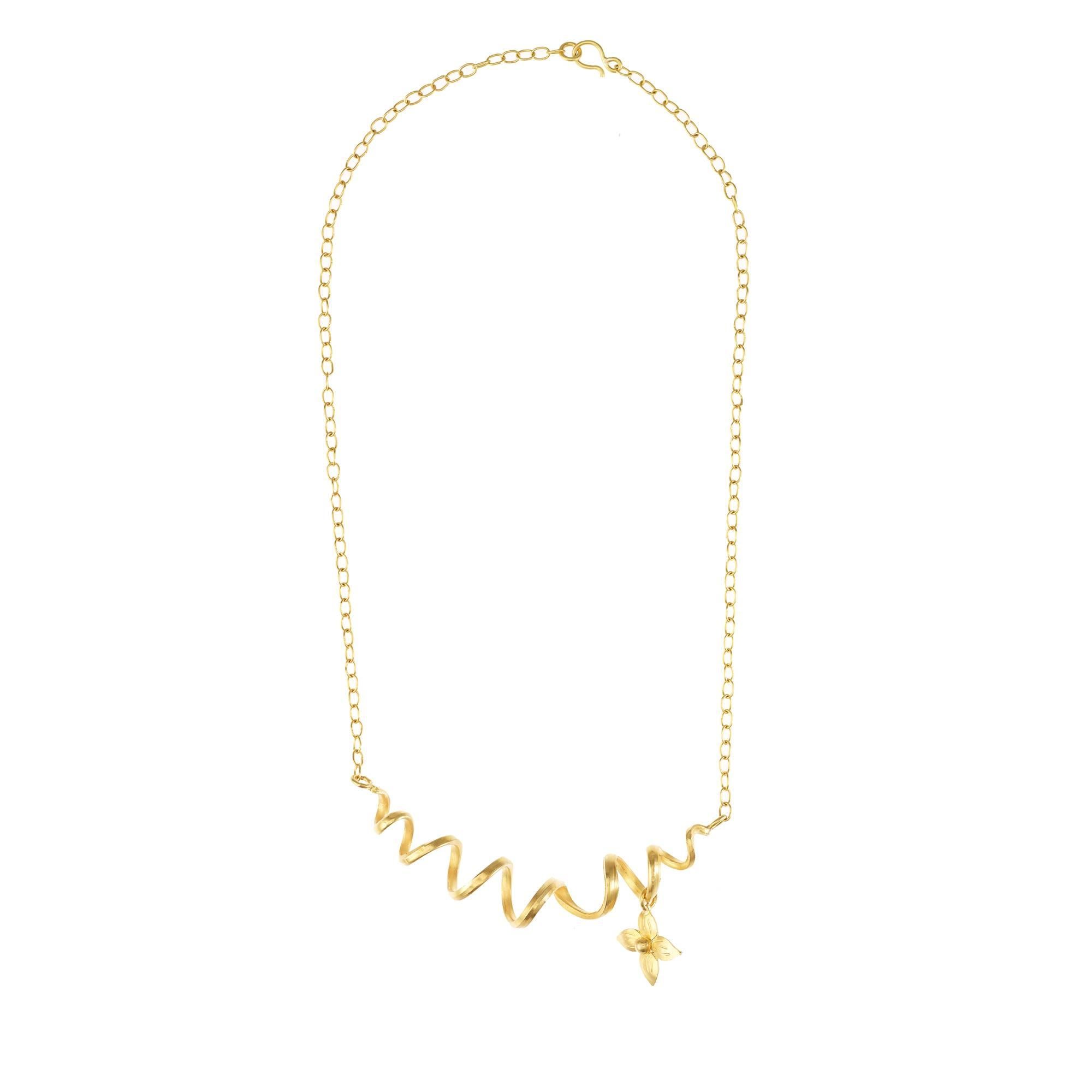 Artisan Ethical Gold Tendril and Flower Necklace