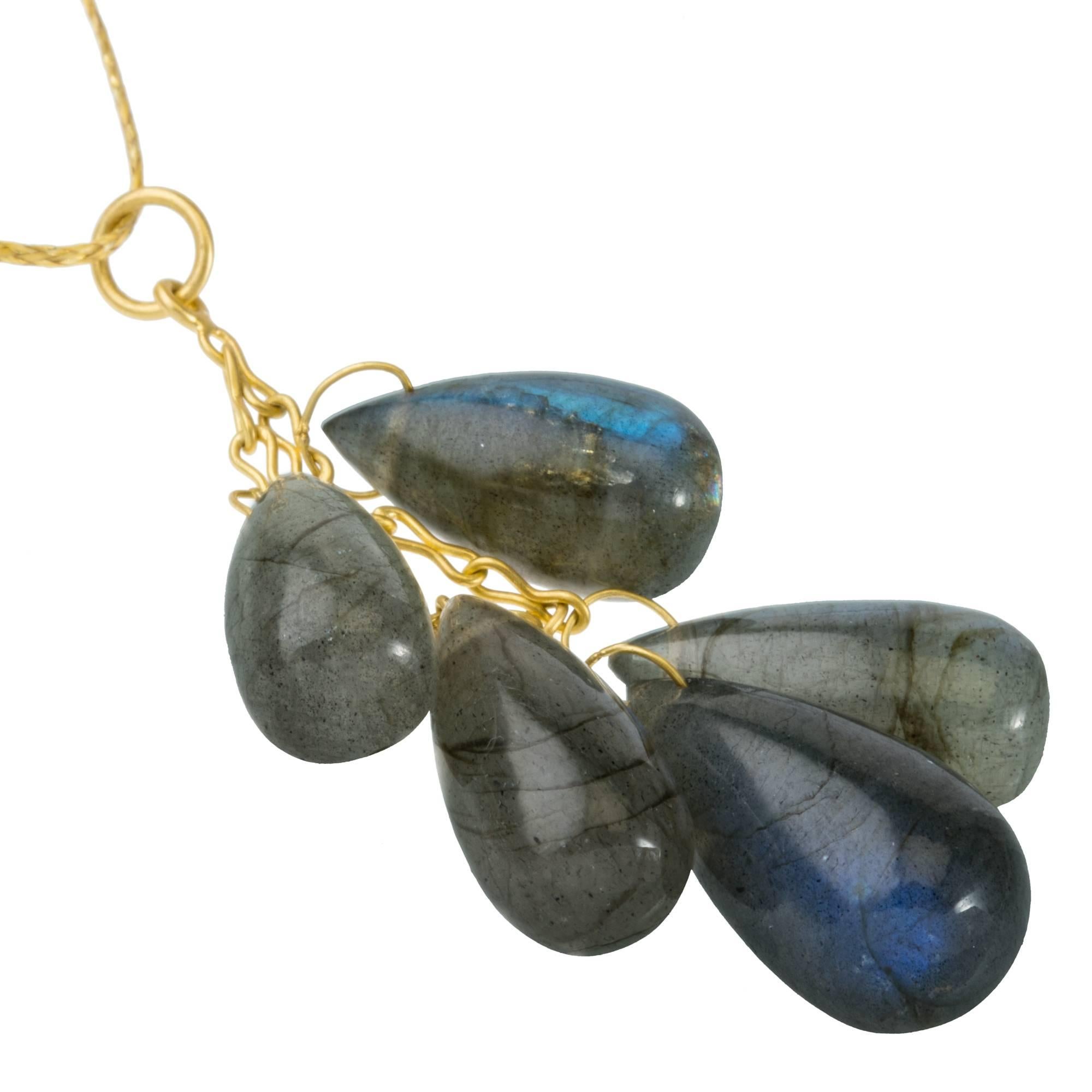 With beautiful Labradorite stones that move and dance as you do, the Studio 54 collection was designed in ode to 1970's New York. Flashing and dashing, these beautiful pendants flash vibrant blue as they catch the light.