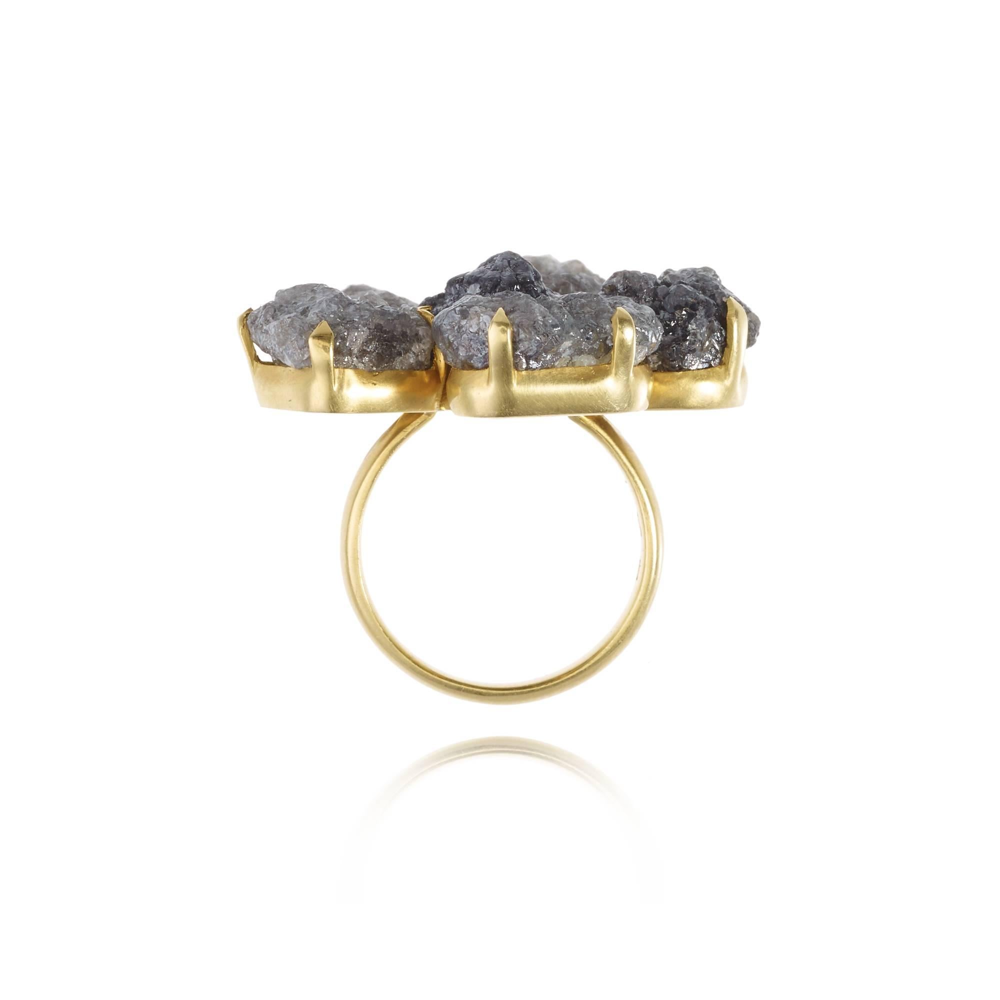 Artisan Invisible Collection Grey Diamond Gold Ring For Sale