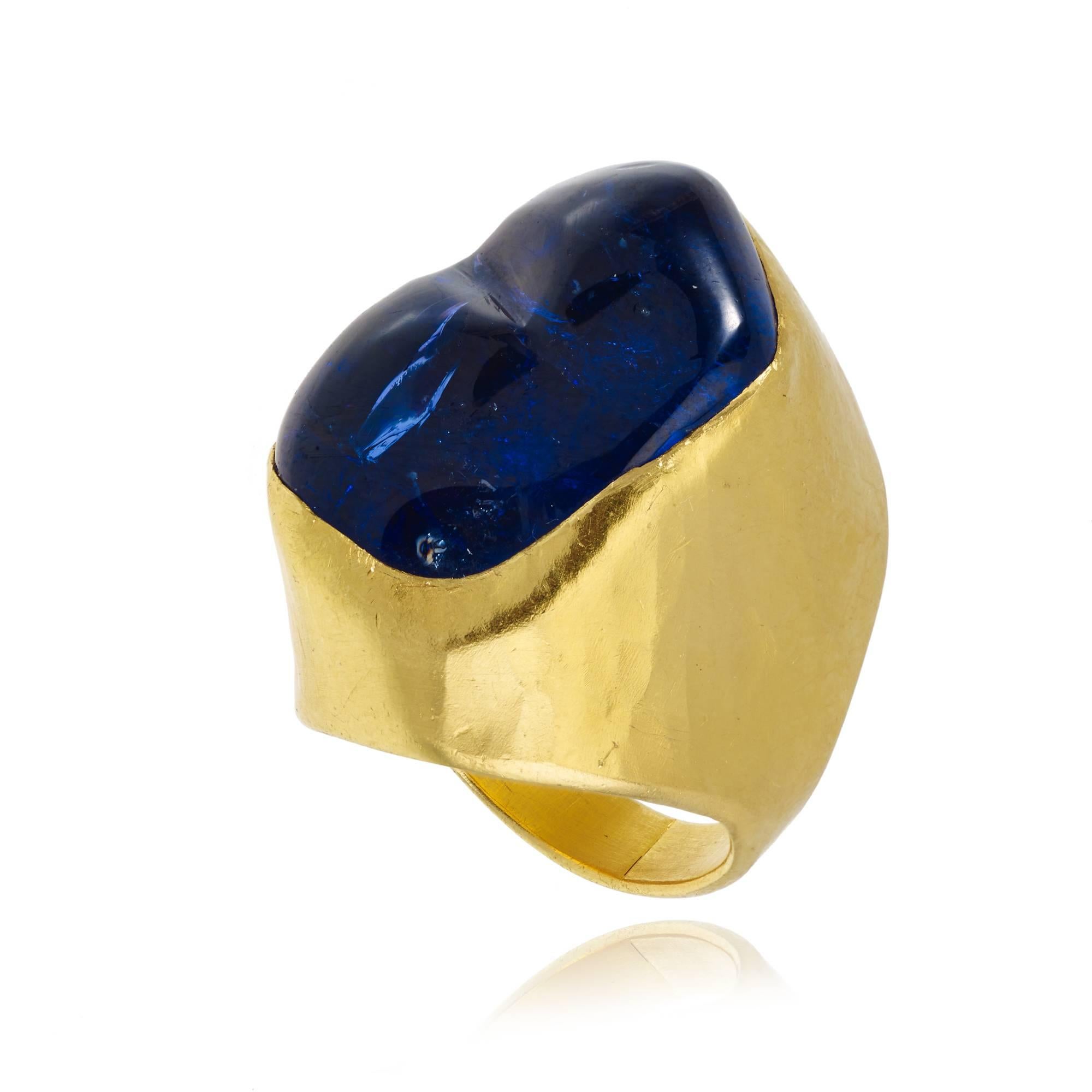 Inspired by an old Gold and Turquoise ring which Pippa bought in Tibet many years ago, the Tibetan Ring, is one of her favourites. Pippa loves to work Gold around the individual shapes of the stones, to make each piece one of a kind. This unique,