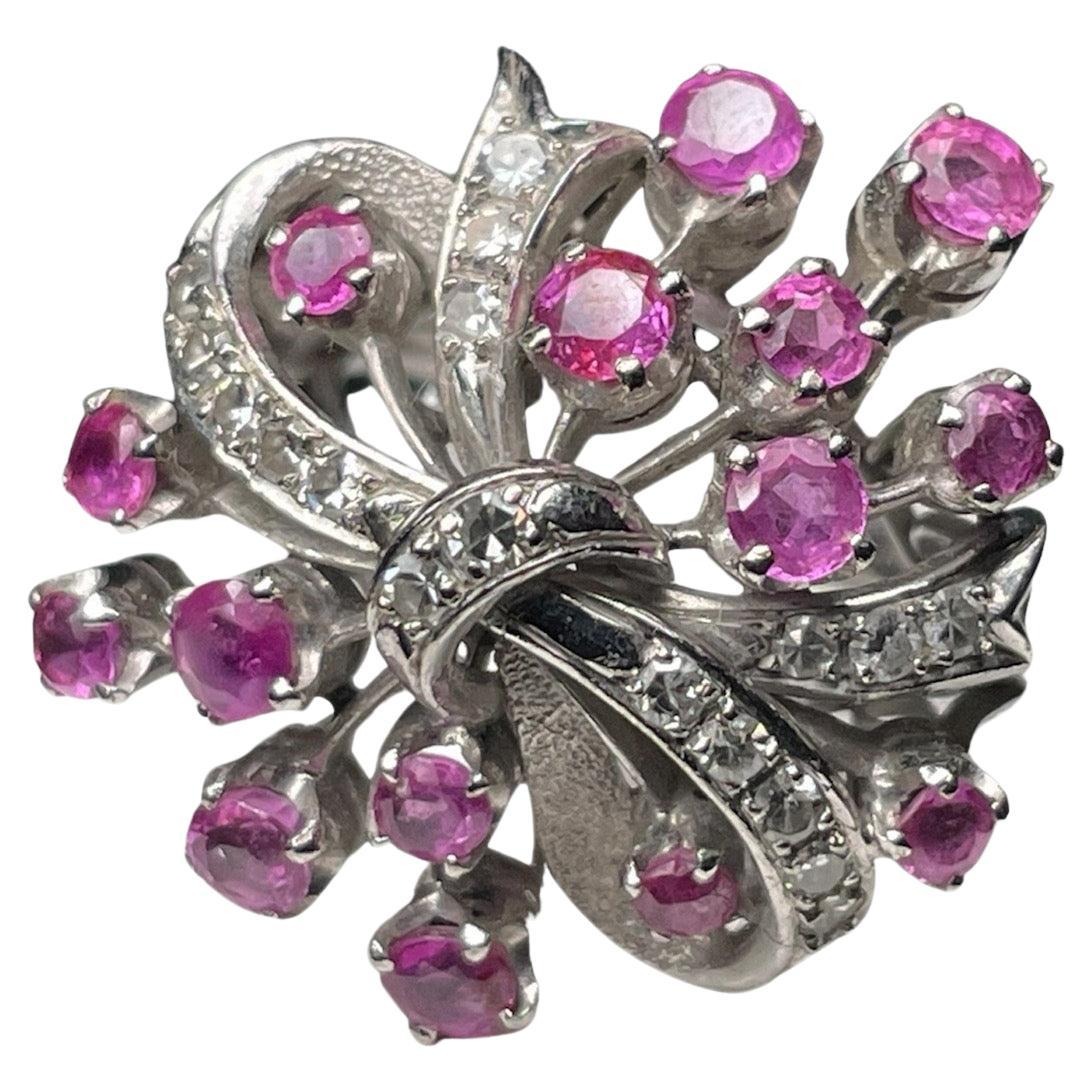 14k White Gold Ruby Cocktail Ring For Sale