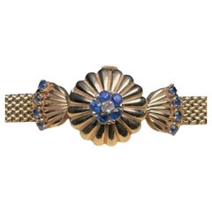 14K Gold, Diamanten und Saphire Hidden Uhrenarmband